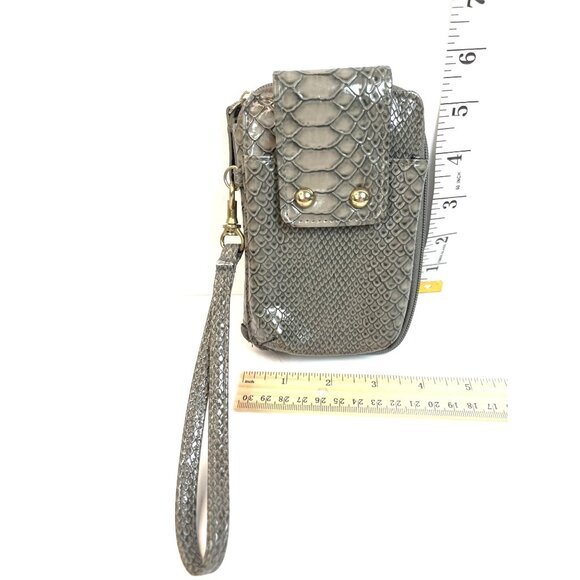 Snake Print Faux Leather Wristlet Wallet With Multiple Compartments & Zipper Clo - Picture 1 of 6